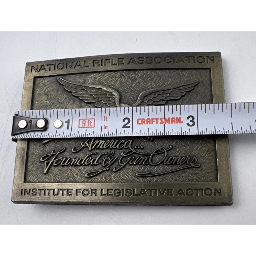 Vintage 1990's NRA America Eagle Gun Owners Belt Buckle Bronze Looking NEW